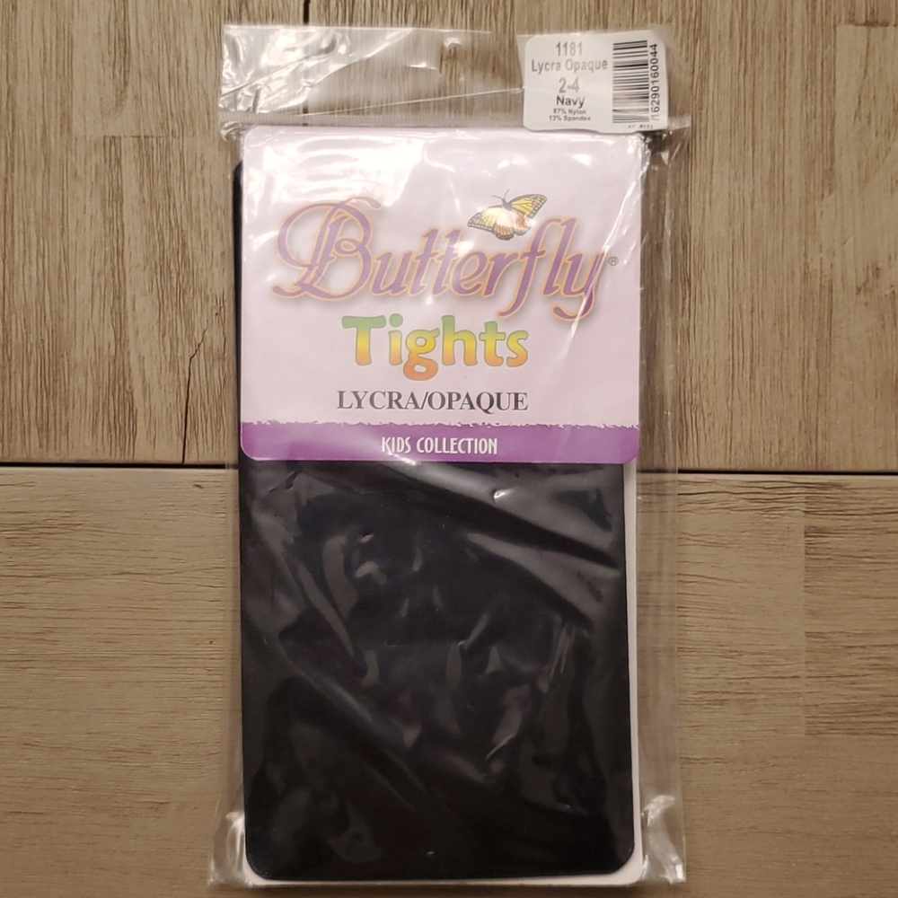 NWT Girls butterfly brand navy opaque tights